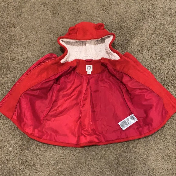 Baby GAP red wool duffel coat in size 12-18 months - Picture 3 of 4